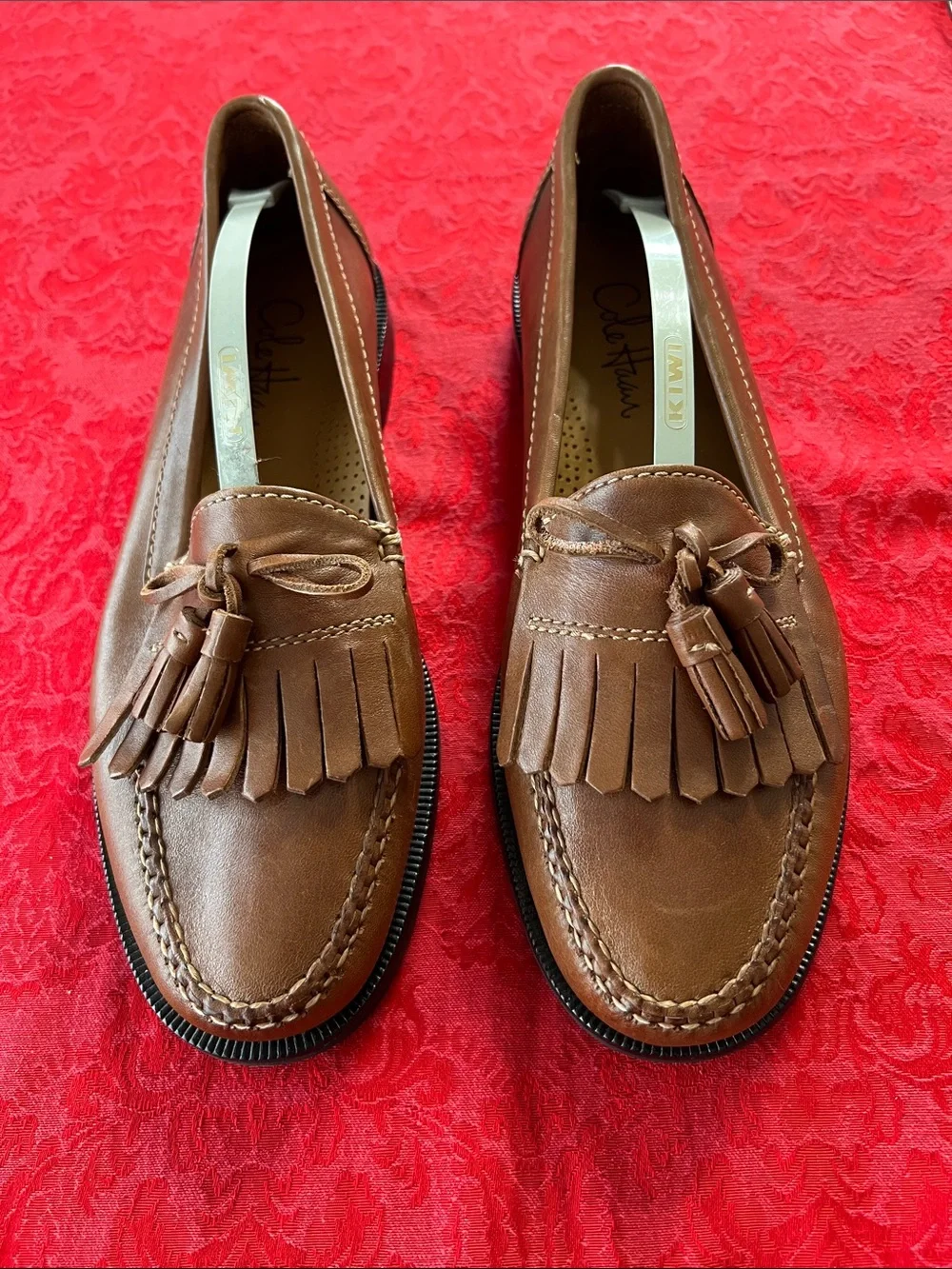 Cole Haan Men’s 10.5M Brown Leather Kiltie Tassel Loafers Moccasins
